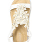 White Floral Diamante Stud Detail Flat Sandals