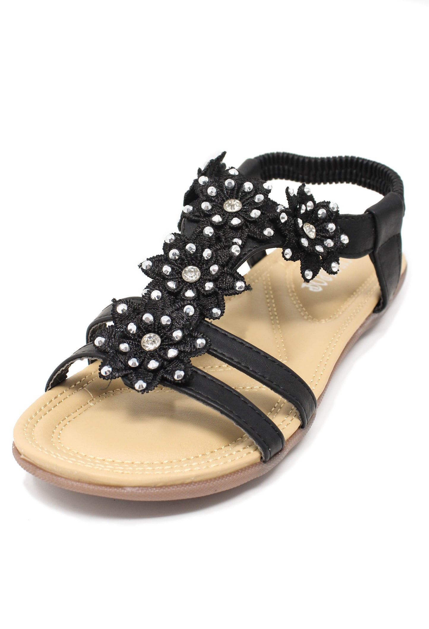 Black Flower Detail Sandal