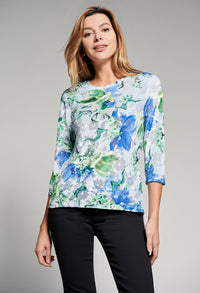 Floral Print 3/4 Length Sleeve Top-1