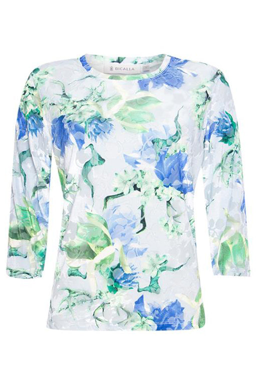 Floral Print 3/4 Length Sleeve Top-1