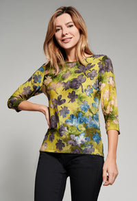 Floral Print 3/4 Length Sleeve Top