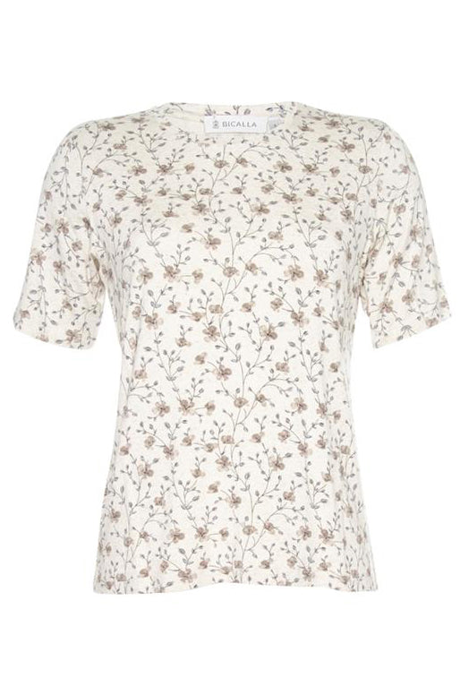 Beige Floral Print T-Shirt