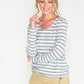 SOFT TOUCH MULTI STRIPE V NECK TOP