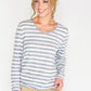 SOFT TOUCH MULTI STRIPE V NECK TOP