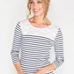 STRIPE TOP WITH BRODERIE ANGLAISE PANEL