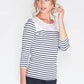 STRIPE TOP WITH BRODERIE ANGLAISE PANEL