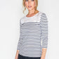 STRIPE TOP WITH BRODERIE ANGLAISE PANEL