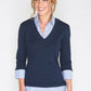 2-IN-1 COTTON TOP WITH BLUE OXFORD STRIPE