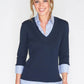 2-IN-1 COTTON TOP WITH BLUE OXFORD STRIPE