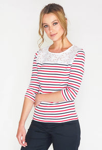 STRIPE TOP WITH BRODERIE ANGLAISE PANEL-1