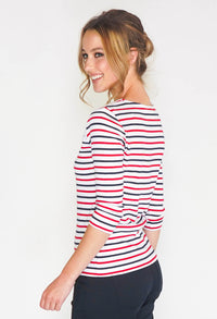 STRIPE TOP WITH BRODERIE ANGLAISE PANEL-1