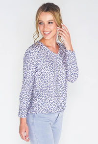 SOFT PINK LEOPARD PRINT FAUX CROSSOVER TOP