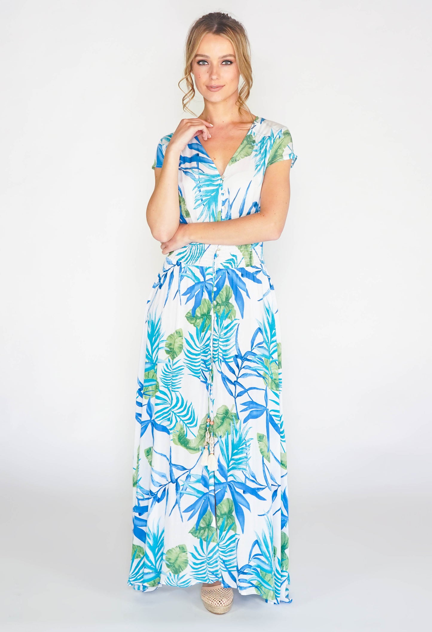 Tropical printed maxi dress