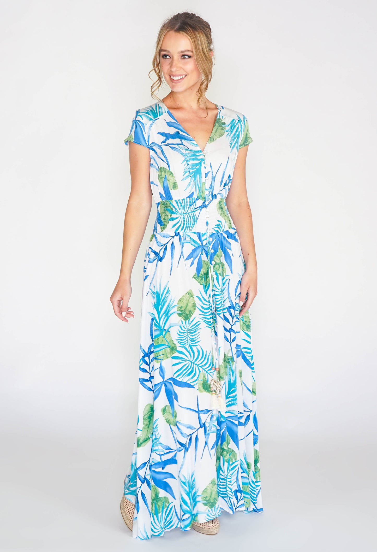 Tropical printed maxi dress