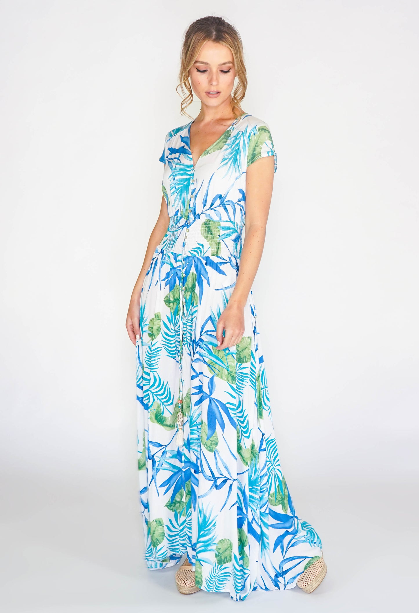 Tropical printed maxi dress