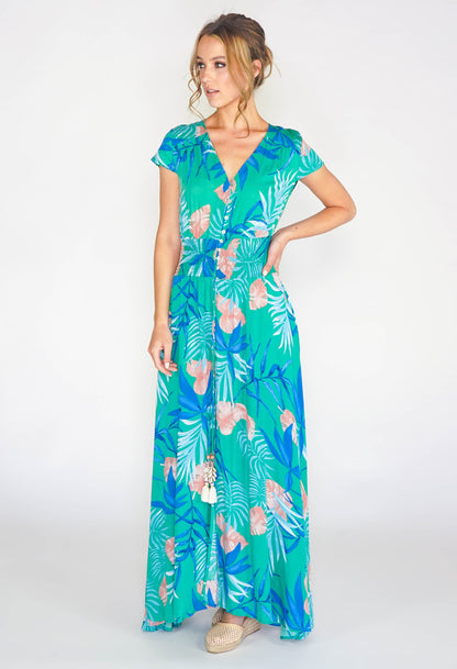 Tropical printed maxi dress