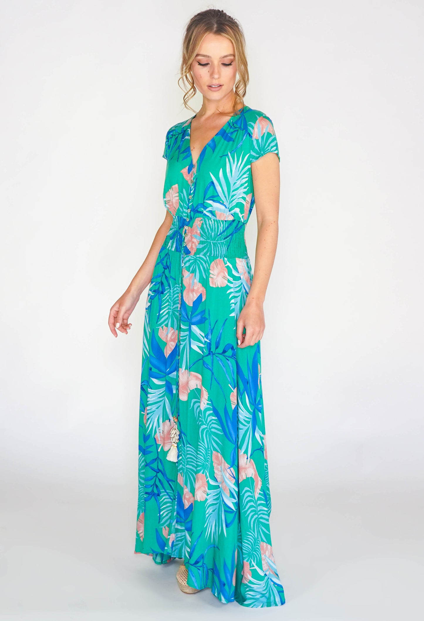 Tropical printed maxi dress