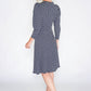 navy dress in polka dot print