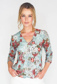 FLORAL PRINT LACE DESIGN TOP-1