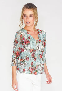 FLORAL PRINT LACE DESIGN TOP-1