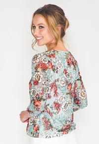 FLORAL PRINT LACE DESIGN TOP-1