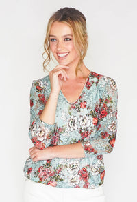 FLORAL PRINT LACE DESIGN TOP-1