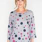 GREY POLKADOT DESIGN CASUAL TOP