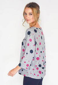 GREY POLKADOT DESIGN CASUAL TOP