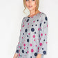 GREY POLKADOT DESIGN CASUAL TOP