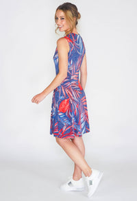 PALM LEAF SWING DRESS WITH SCALLOP NECKLINE