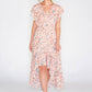 Floral high low dress with foil detail in pink -1