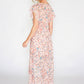 Floral high low dress with foil detail in pink -1