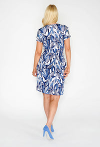 Abstract Print Dress with Pockets-1