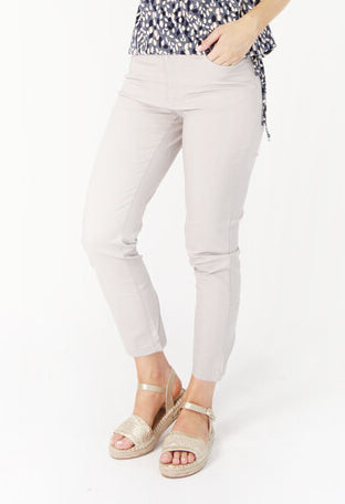 Beige Zip Detail Jeans