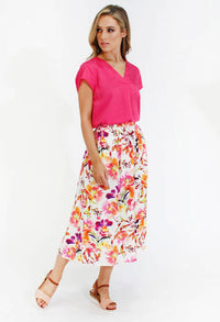 Floral print midi skirt