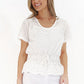 White Pearl Detail V-Neck Top