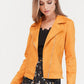 Ochre Suede Effect Biker Jacket