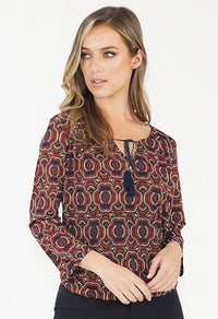 Bordeaux/Navy Design Top