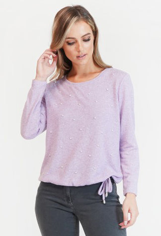 Pearl Detail Lilac Pullover