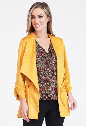 Ochre Suede Effect Drawstring Jacket