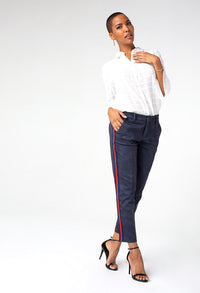 Blue Trousers With Side Stripe