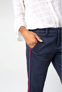 Blue Trousers With Side Stripe