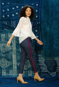 Blue Trousers With Side Stripe