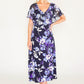 CAPELET FLORAL PRINT DRESS IN NAVY