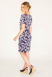 NAVY PRINT FLORAL PRINT WITH ASYMMETRICAL PANELS