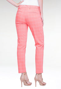 coral windowpane check chinos