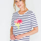 striped t-shirt with flower detail front -1