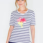 striped t-shirt with flower detail front -1