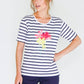 striped t-shirt with flower detail front -1