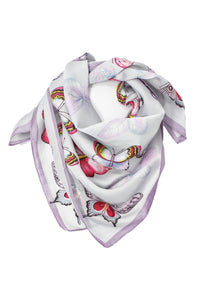 butterfly printed scarf in lilac